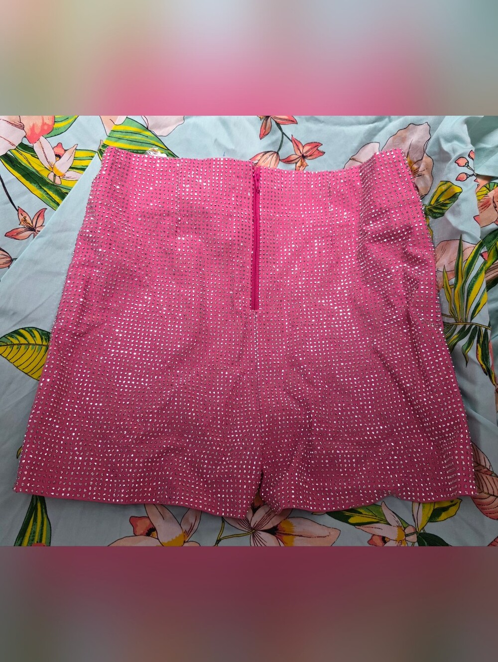 Pink Rhinestone High Waisted Shorts - Picture 2 of 3